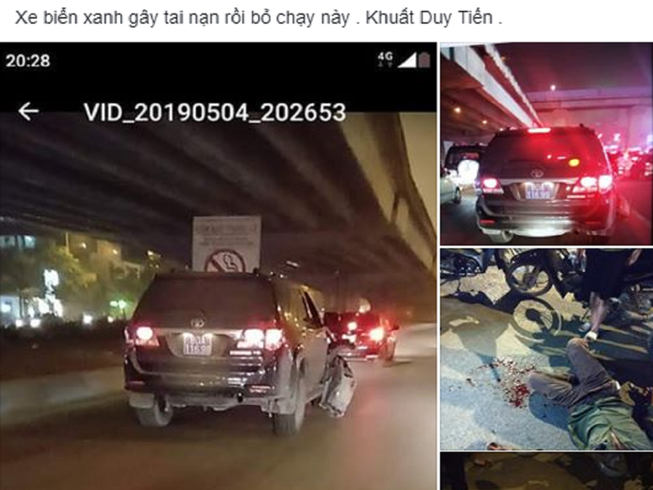 Nghi vấn xe biển xanh 80A bỏ chạy sau khi gây tai nạn
