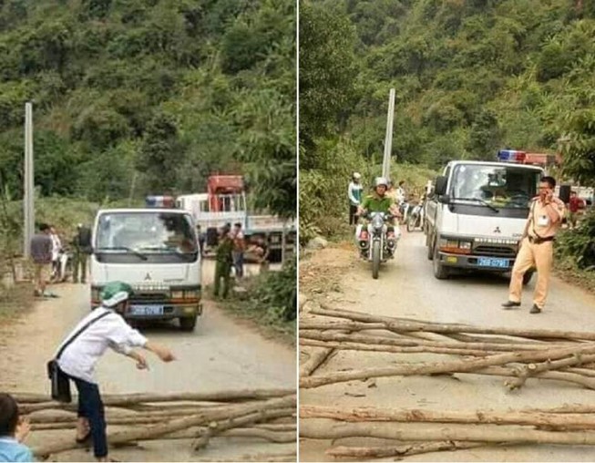Dân mang cây chặn đường CSGT để đòi xe vi phạm