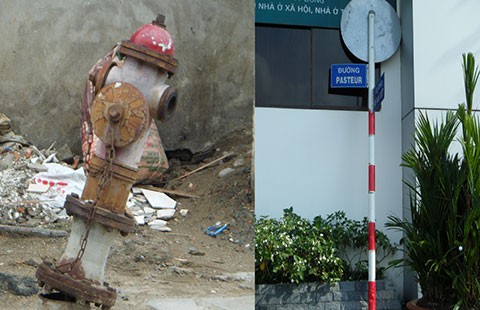 Cột biển báo, trụ nước cứu hỏa hỏng