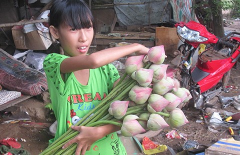 Bé gái 11 tuổi nghỉ học, kiếm tiền nuôi cha