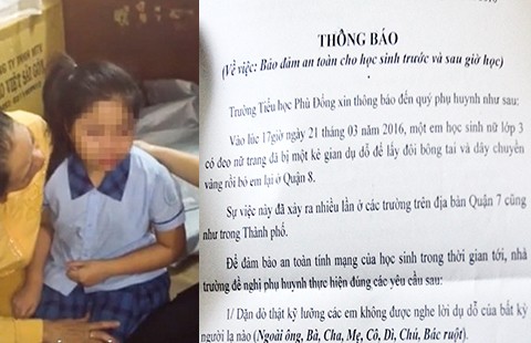 Một học sinh tiểu học bị kẻ lạ chở đi
