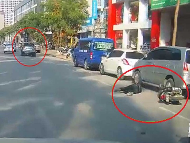 Nghi ô tô cố tình tông xe máy trên đường