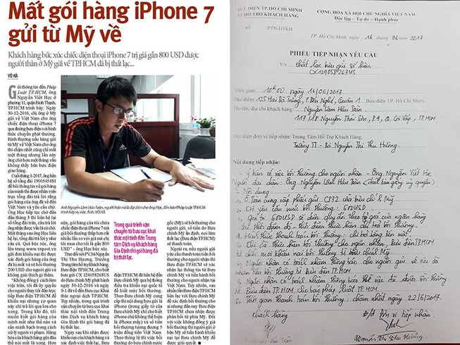 Bưu điện TP.HCM đã thỏa thuận bồi thường iPhone7 bị mất