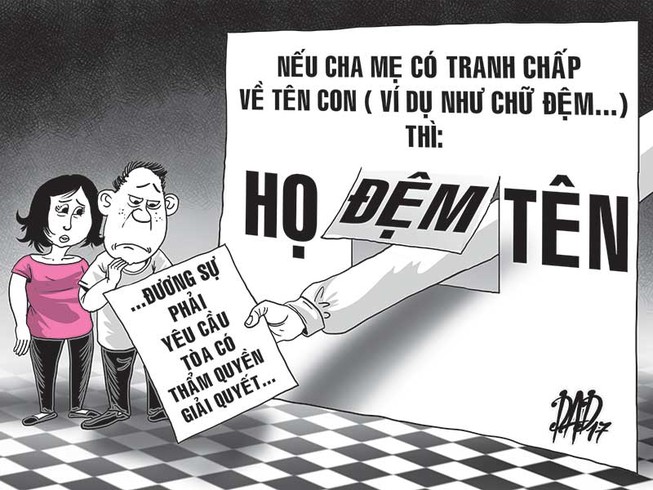 Cha, mẹ tranh chấp về… chữ đệm trong tên con