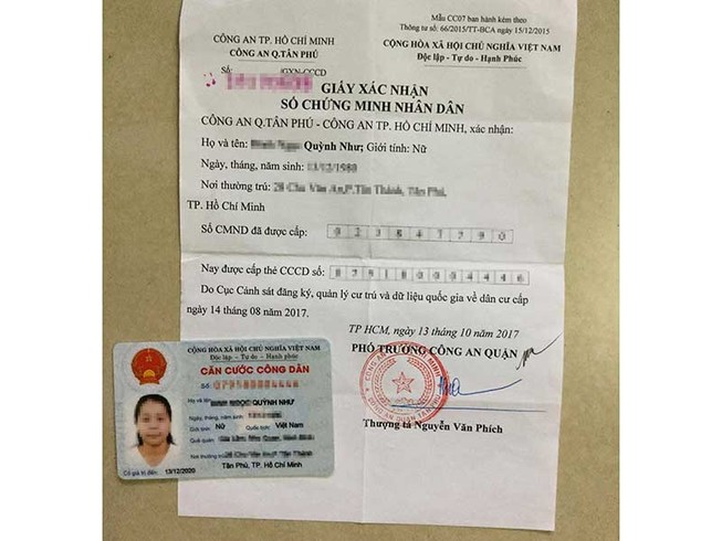 Số chứng minh, số căn cước đang hành dân