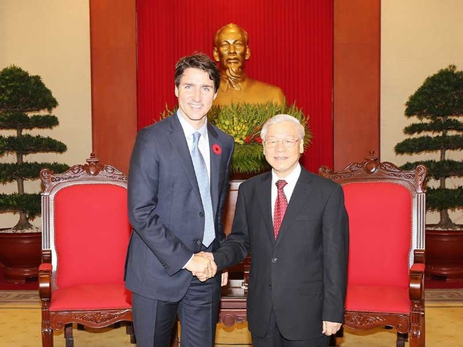 Tổng Bí thư Nguyễn Phú Trọng tiếp Thủ tướng Canada