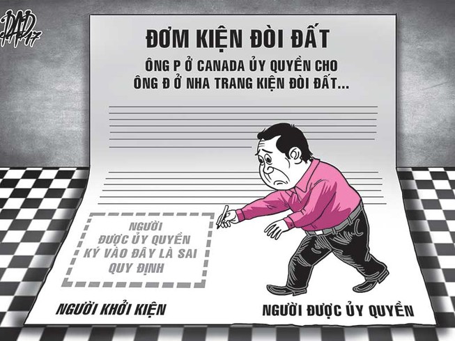 Thay mặt người đang ở Canada khởi kiện được không?