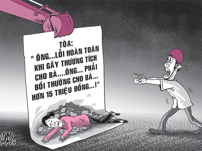 Phải đền tiền vì đẩy người ngã xuống đống đá