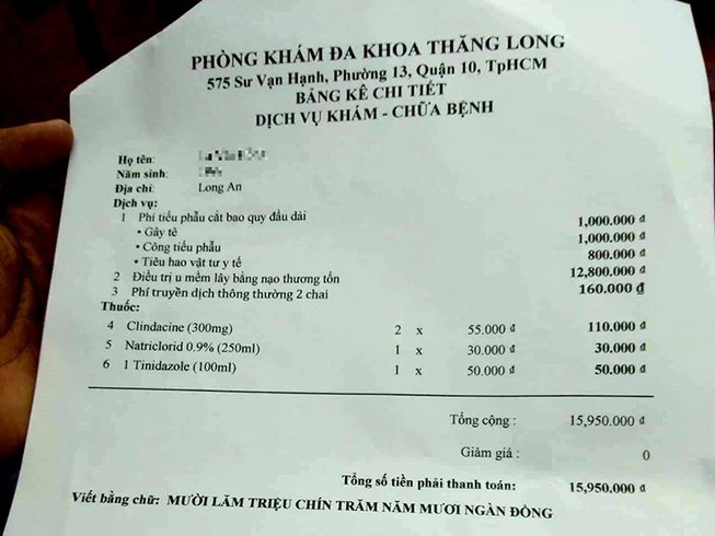 Phòng khám Thăng Long bị tố phẫu thuật giá trên trời