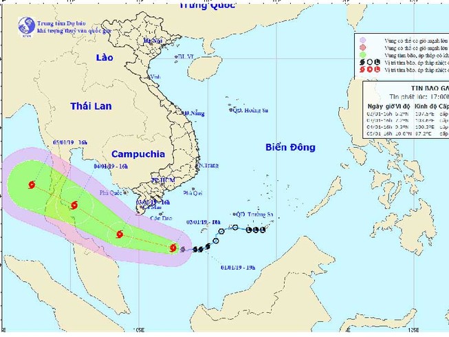 Bão số 1 hướng vào Nam bộ