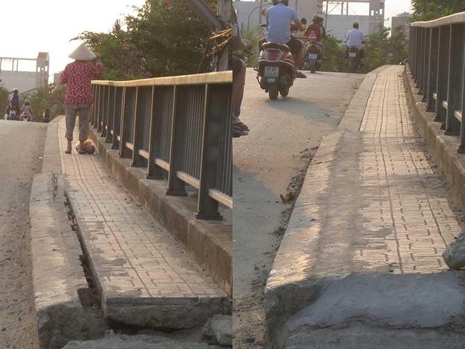 Lề cầu đã được sửa chữa