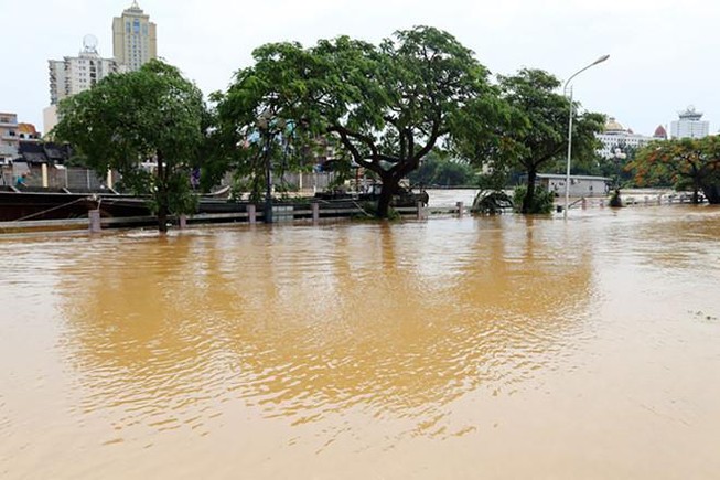 Ngập ở TP Móng Cái do phía Trung Quốc xả lũ