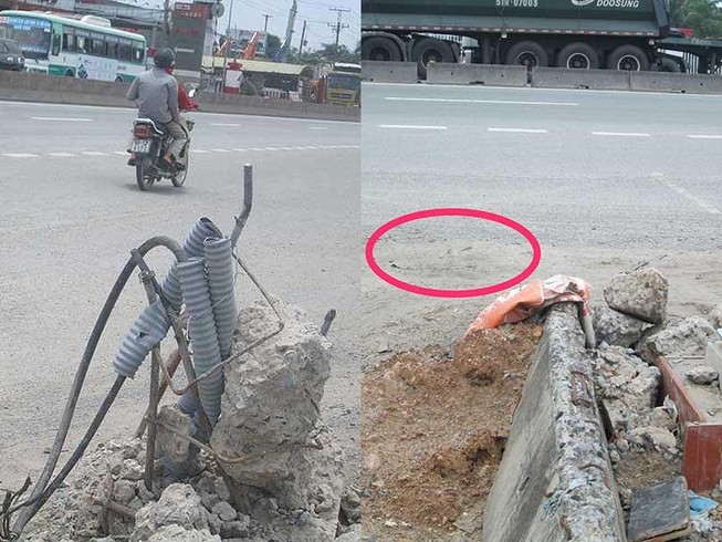 Đã đập bỏ chân trụ đèn nguy hiểm