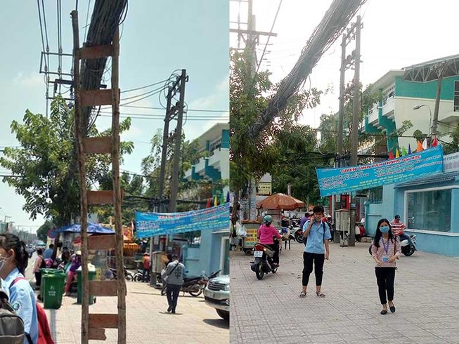 Đã thu hồi cây thang đỡ dây cáp