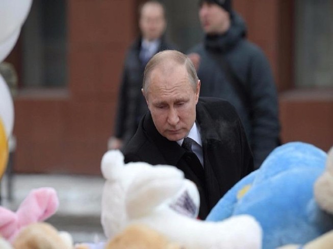Ông Putin đến viếng các nạn nhân vụ cháy Kemerovo