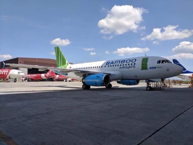 Hình ảnh máy bay của Bamboo Airways chuẩn bị về Việt Nam