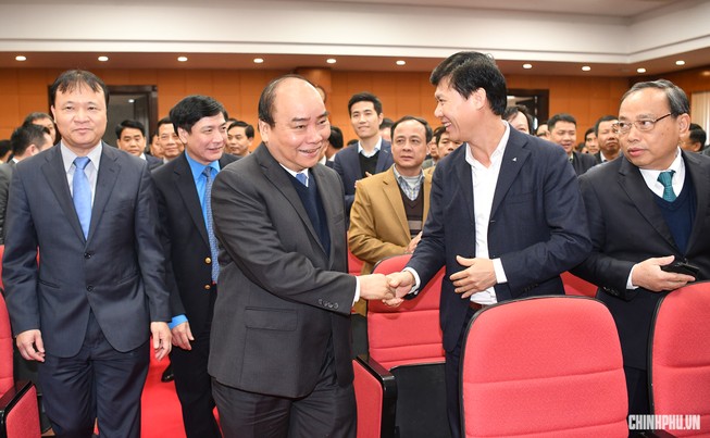 Thủ tướng đến dự Hội nghị triển khai nhiệm vụ năm 2019 của Bộ Công Thương. Ảnh: VGP