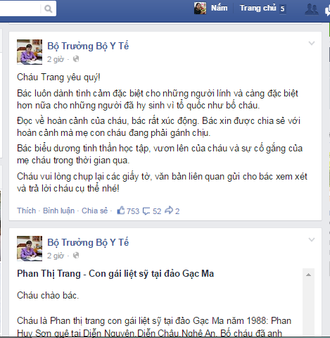 Con gái liệt sĩ Gạc Ma viết thư gửi Bộ trưởng Bộ Y tế