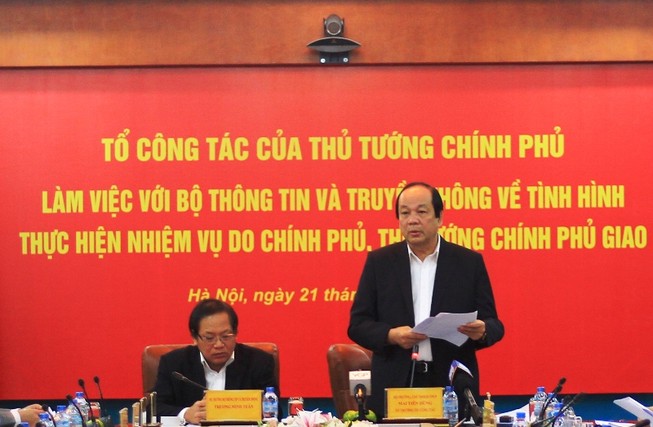 Tổ công tác của Thủ tướng làm việc với Bộ TT&TT