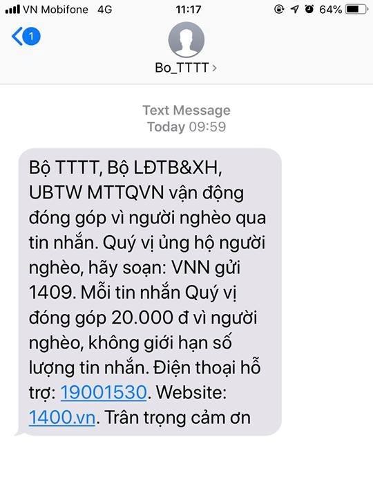 Thực hư về đầu số kêu gọi ủng hộ người nghèo