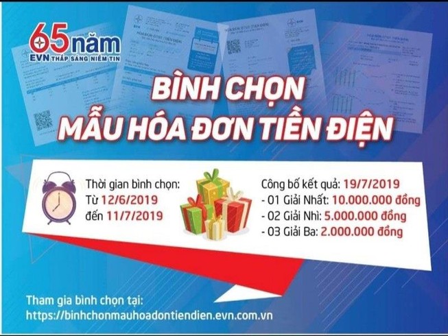 Bình chọn mẫu hoá đơn tiền điện, trúng thưởng 10 triệu đồng