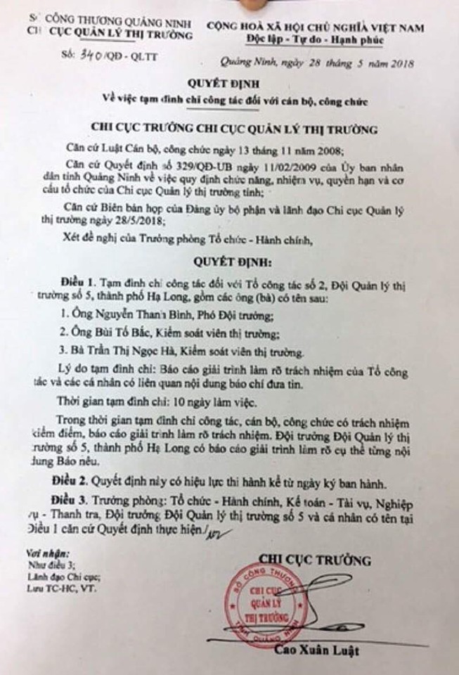 Dừng xe không đúng quy trình, 3 cán bộ bị đình chỉ