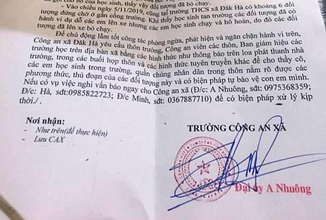 Công an cảnh báo dấu hiệu nghi bắt cóc học sinh