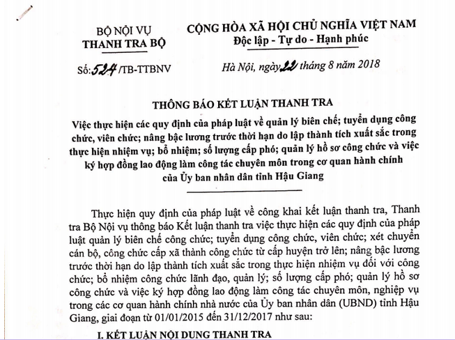 31 cán bộ ở Hậu Giang được bổ nhiệm thiếu chuẩn