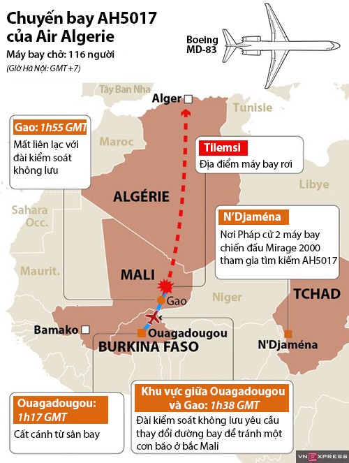 Vụ máy bay Algeria rơi: Có nhân chứng thấy máy bay bị sét đánh