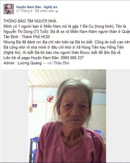Tìm được người người thân đi lạc giữa Sài Gòn nhờ… facebook