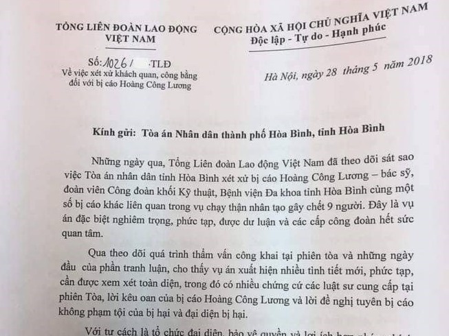 Tổng liên đoàn lao động: HĐXX cần cẩn trọng vụ bác sỹ Lương
