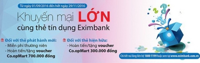 Khuyến mãi lớn cùng thẻ tín dụng Eximbank