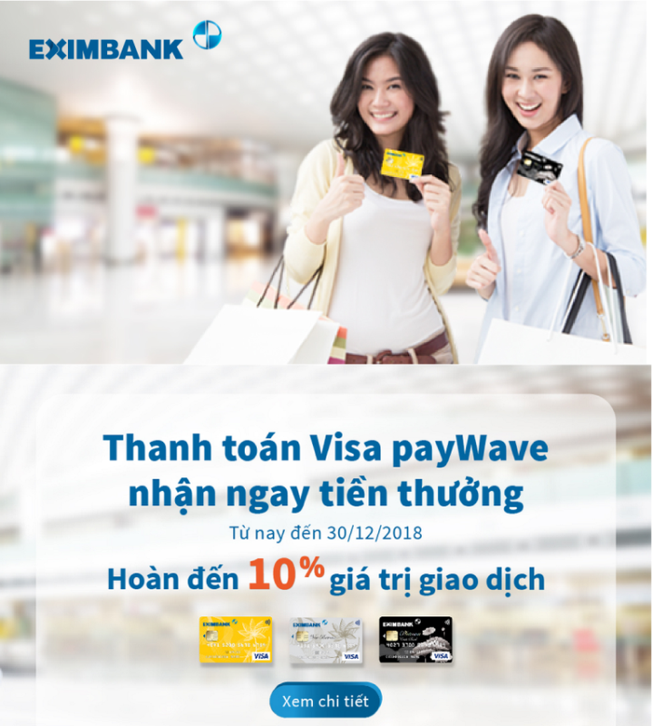 Thanh toán Visa payWave, nhận ngay tiền thưởng cùng Eximbank