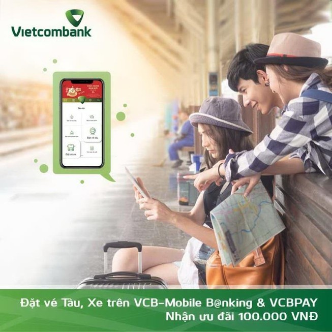 Vietcombank triển khai tính năng đặt vé tàu, xe trên VCBPAY