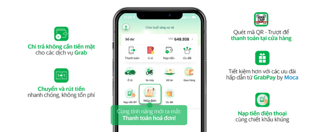 GrabPay by Moca thêm tính năng thanh toán hóa đơn điện, nước…