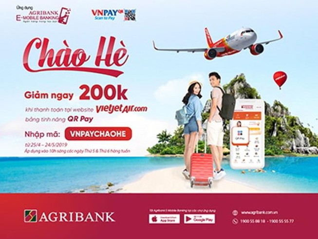 Agribank: Giảm ngay 200.000 đồng khi mua vé Vietjet Air
