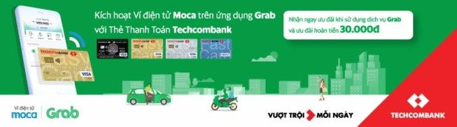 Moca trên ứng dụng Grab chính thức liên kết Techcombank
