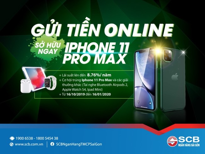 SCB: ‘Gửi tiền online - sở hữu ngay iPhone 11 Pro Max’