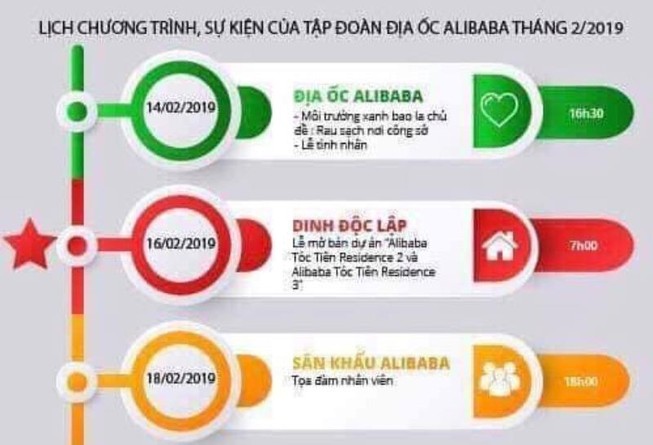 Thông báo của Công ty địa ốc Alibaba trên mạng.