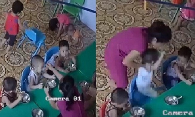 Cô giáo nhồi nhét thức ăn, đánh bôm bốp bé 2 tuổi