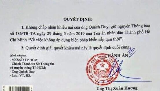 Chánh án bác khiếu nại của chuyên viên Văn phòng UBND TP.HCM