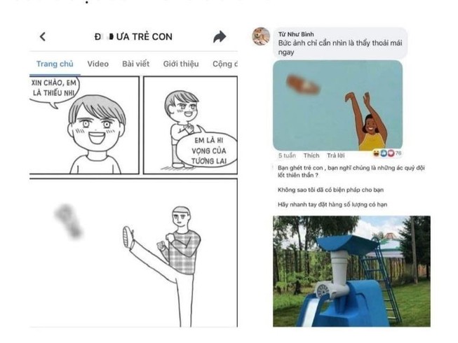 Một số hình ảnh chửi rủa, tung hô bạo hành trẻ em