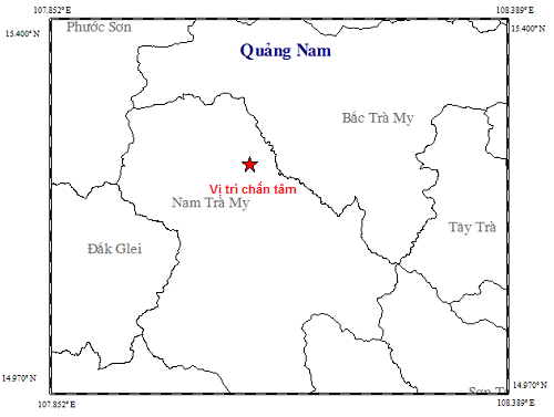 Quảng Nam xảy ra 2 trận động đất liên tiếp