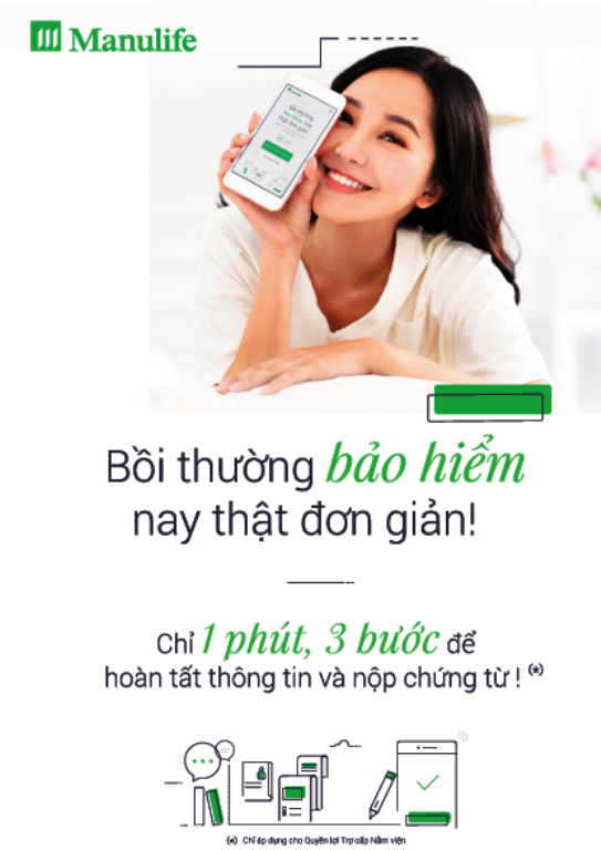 Manulife Việt Nam: Nộp yêu cầu bồi thường bảo hiểm chỉ 1 phút