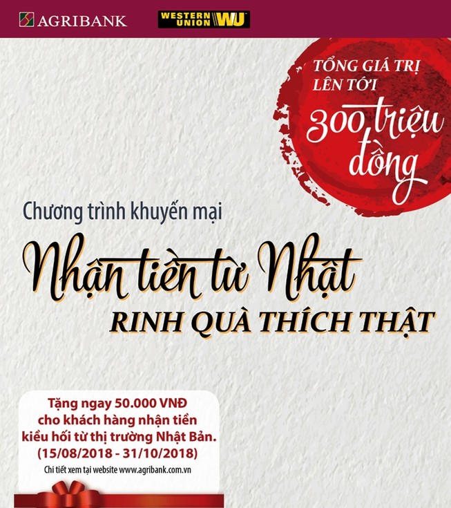 Agribank: Nhận tiền từ Nhật - Rinh quà thích thật