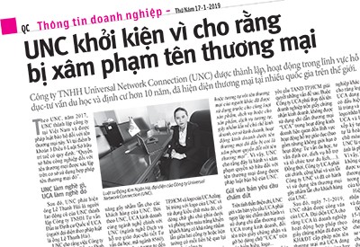UNC khởi kiện vì cho rằng bị xâm phạm tên thương mại