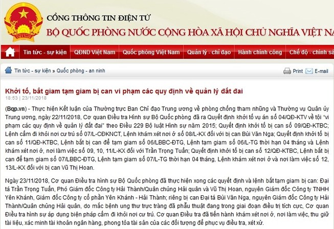 Bắt giam đại tá Trần Trọng Tuấn, PGĐ Công ty Hải Thành