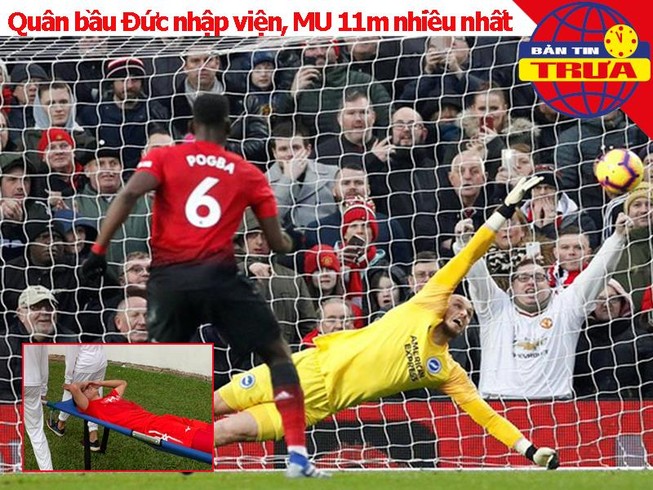 Quân bầu Đức nhập viện, MU hưởng phạt đền nhiều nhất