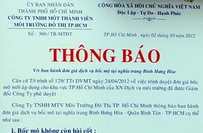 Giải tỏa nghĩa trang Bình Hưng Hòa:Vì sao giá bốc mộ chênh lệch quá lớn?