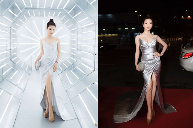 Diễm My 9x ấn tượng với đầm dài cúp ngực